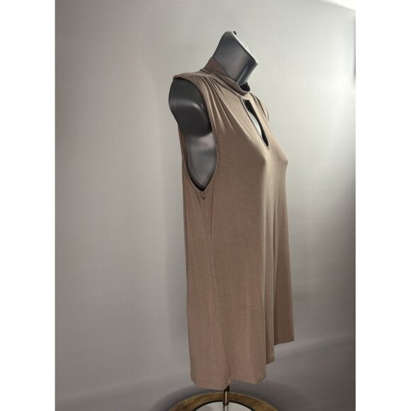 Jennifer Lopez Beige Sleeveless Keyhole Neckline Choker Cut Top Tunic Collar Med - Picture 6 of 10